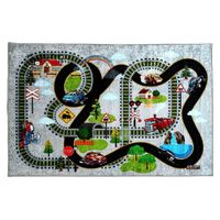 Alfombra Niños Pista de Carrera 180 x 120cm Multicolor
