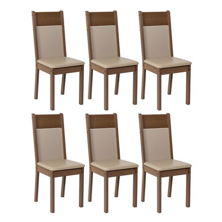 Kit de 6 Sillas de Comedor 4284 Marrón y Beige