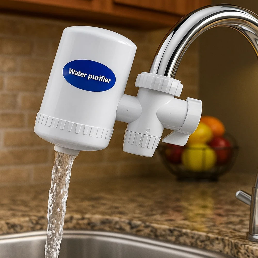 Purificador de Agua para Grifo con Filtro de Carbón Activado - Blanco