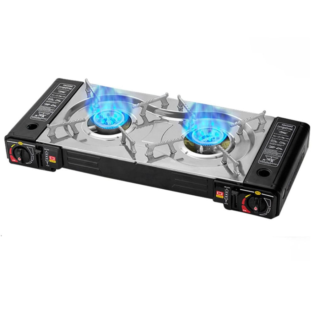 Cocina a Gas Butano Portatil 2 Hornillas 2 en 1 Camping