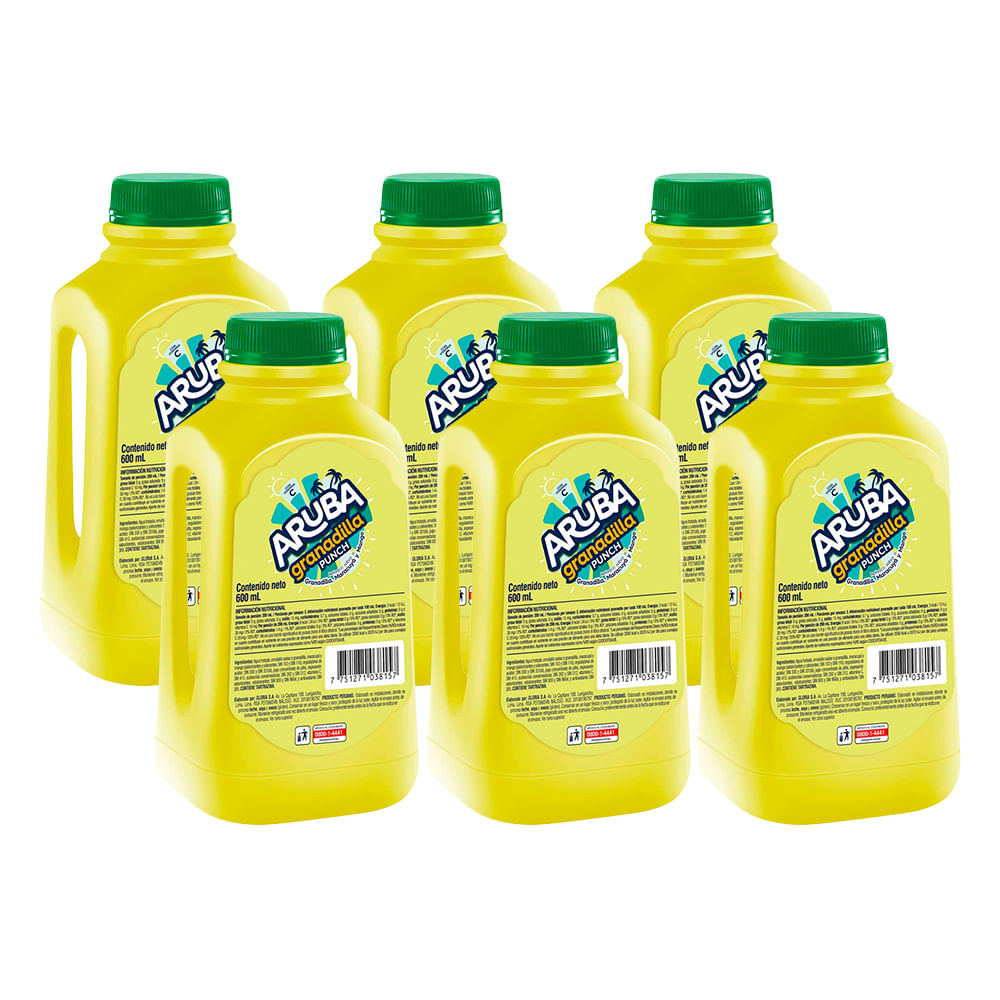 Refresco ARUBA Granadilla Punch Paquete 6 Galoneras 600ml c/u