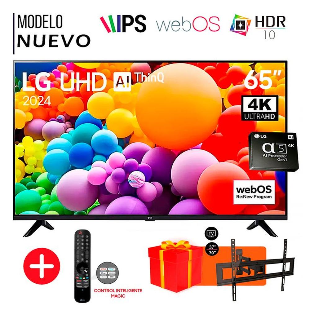 Televisor LG 65 pulg. Smart Tv 4K UHD Thinq Ai 65UT7300PSA - Control Inteligente MAGIC - Rack Movil