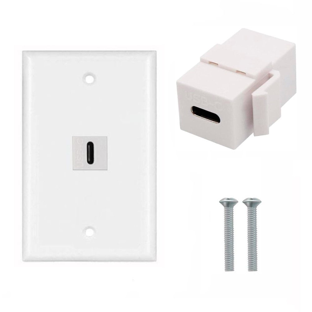 Placa de Pared ABS 1 Puerto USB C TIPO C Faceplate Hembra a Hembra NETCOM