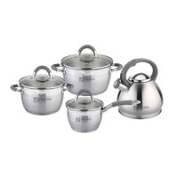 Set de Ollas 08 piezas  Misti Tapa de Vidrio Mango Negro Facusa Gris - 10286474