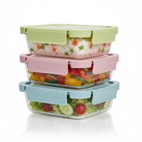 Taper De Vidrio Hermético 700ml Rectangular Set De 3 Unidades