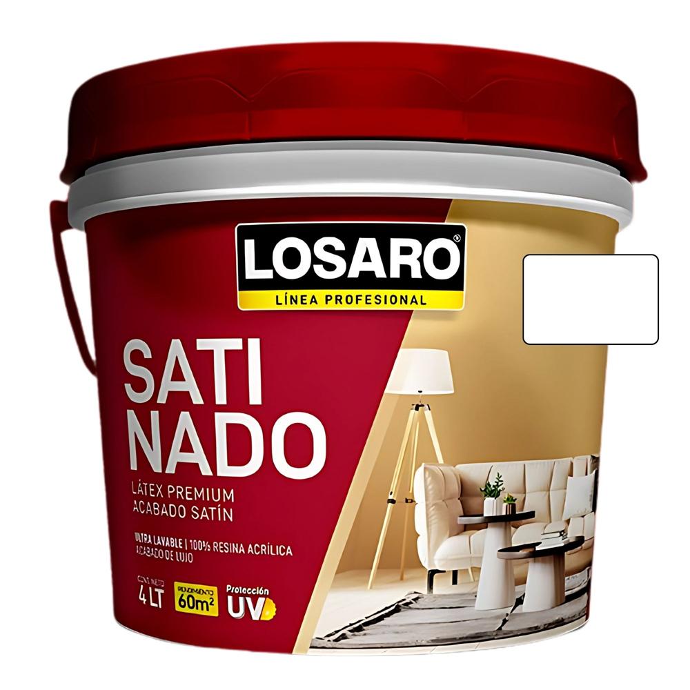 Pintura Látex Premium Satinado Losaro 4L  Blanco - Anti hongos