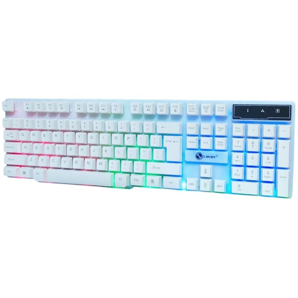 Teclado para Pc Laptop Gamer Alambrico Luz RGB Blanco TX30