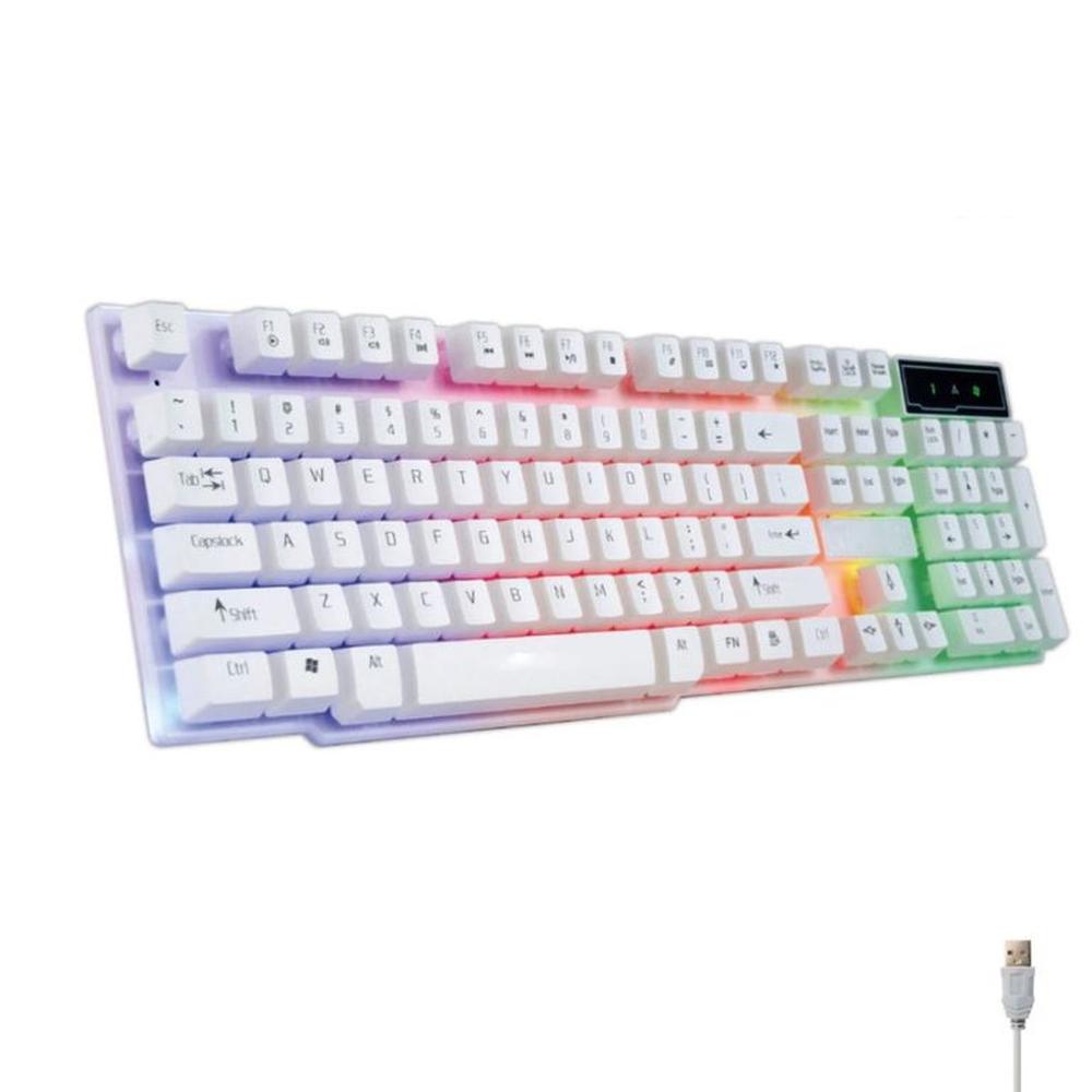 Teclado Gamer para Pc Laptop Alambrico Luz RGB Blanco TX30