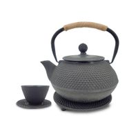 Kit de Tetera de Hierro fundido 0.8 L y Juego de tazas