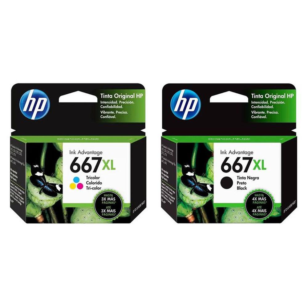 KIT DE CARTUCHO DE TINTA HP 667XL NEGRA  Y COLOR ORIGINAL