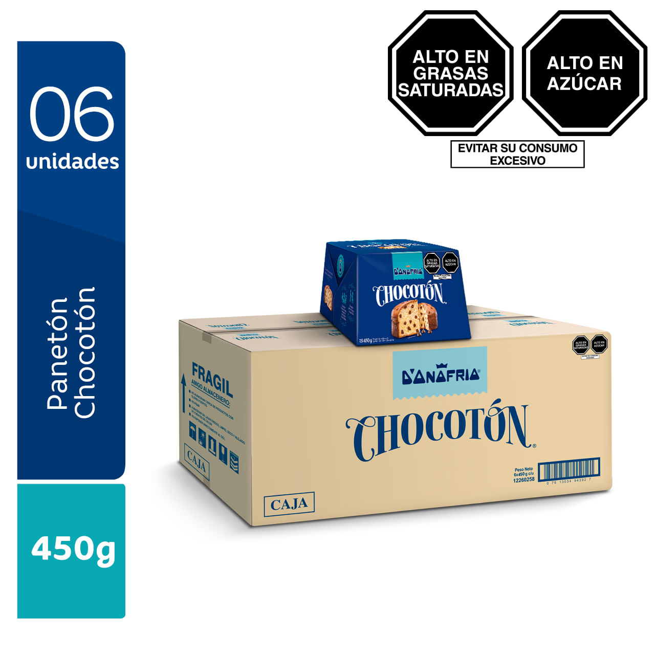 Panetón Chocotón D'ONOFRIO Caja 450g Paquete 6un