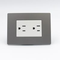 TOMACORRIENTE DUPLEX AMERICANO CON TIERRA SINTHESI S33 PLACA PIEDRA Y DADO BLANCO