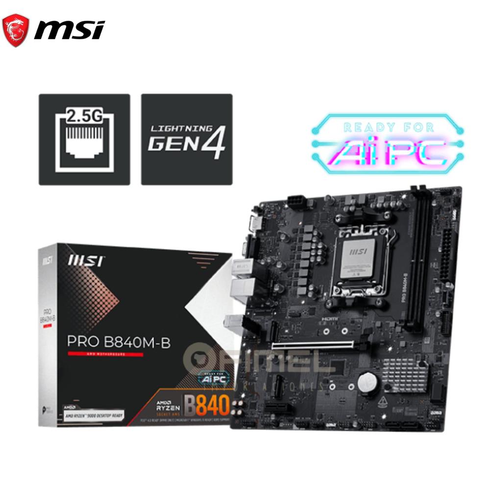 Motherboard MSI PRO B840M-B, Chipset AMD B840, Socket AMD AM5, mATX
