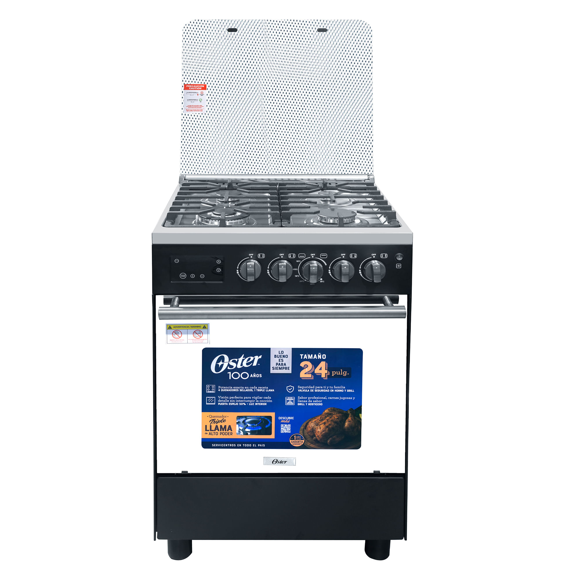 Cocina De Pie a Gas OSTER 4 Quemadores OS-PGSGC24042GRIBM Negro