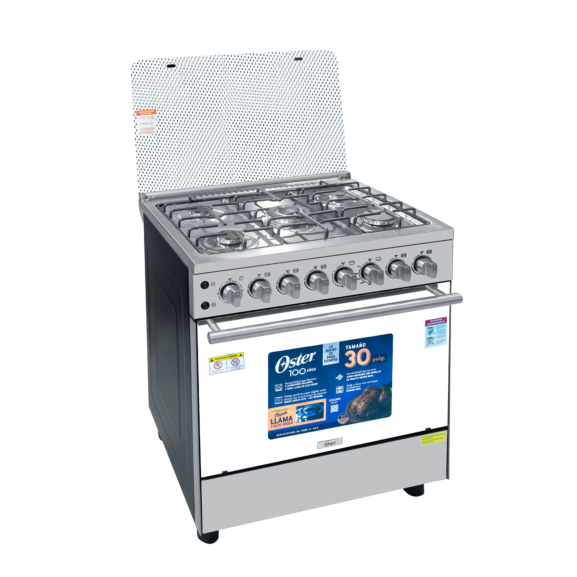 Cocina De Pie a Gas OSTER 5 Quemadores OS-PGSGC30051GISM Acero Inox