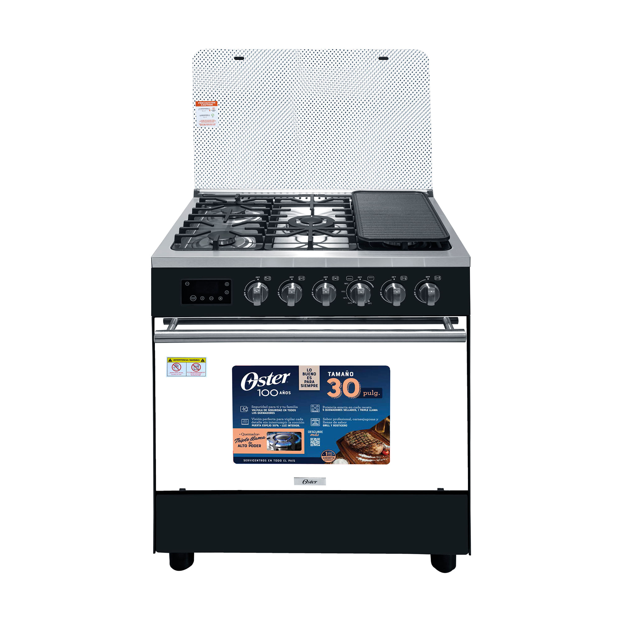 Cocina De Pie a Gas OSTER 5 Quemadores OS-PGSGC30052GRIBM Negro