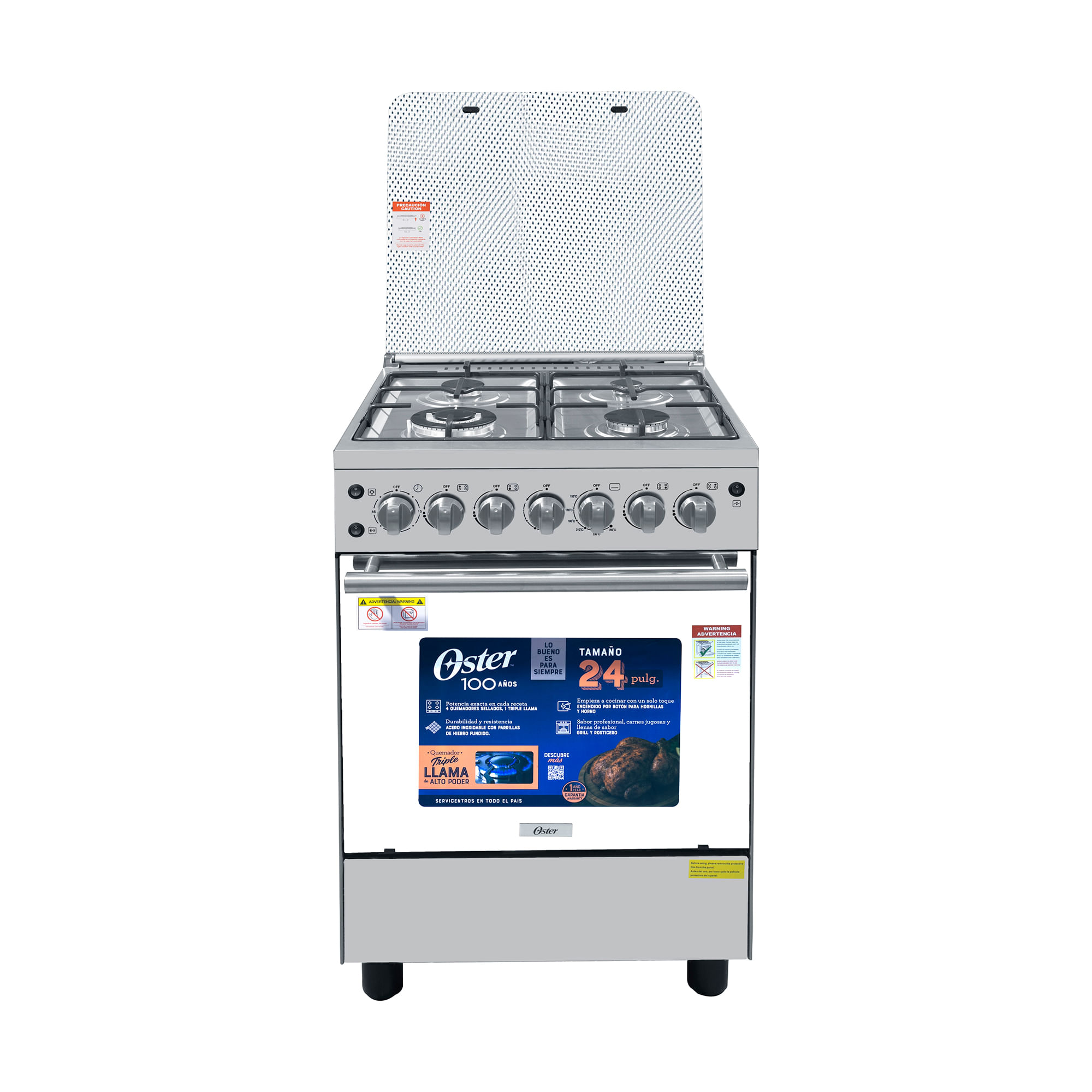 Cocina De Pie a Gas OSTER 4 Quemadores OS-PGSGC24041GRISM Acero Inox