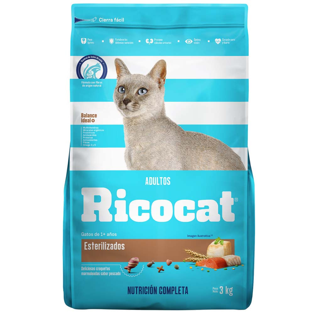 Alimento Ricocat Adultos Esterilizados 3Kg