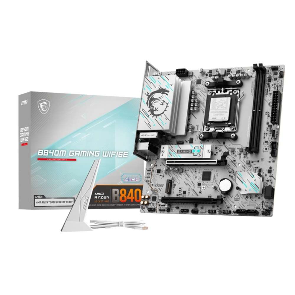 Motherboard MSI PRO B840M-P WIFI6E, Chipset AMD B840, Socket AMD AM5, mATX, White Edition