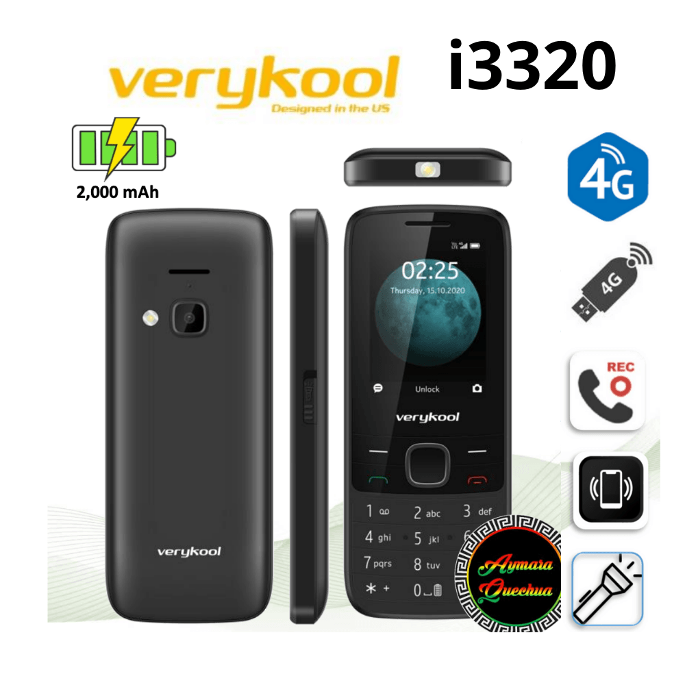CELULAR BASICO VERYKOOL i3320 4G DUAL SIM -NEGRO
