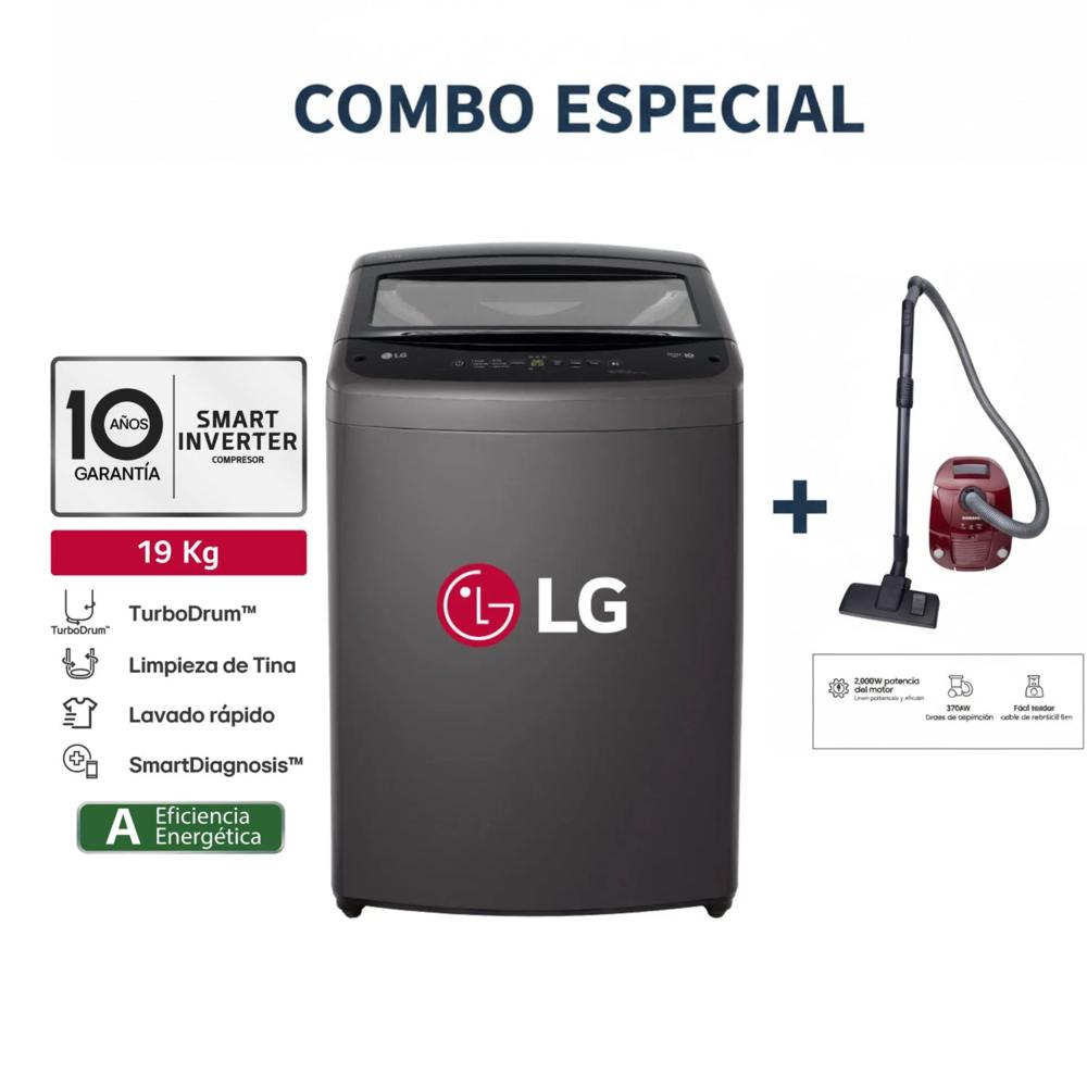 Lavadora WT19BVTB 19 Kg Negro Claro LG + Aspiradora SAMSUNG VCC4190V3KXZS 2000W