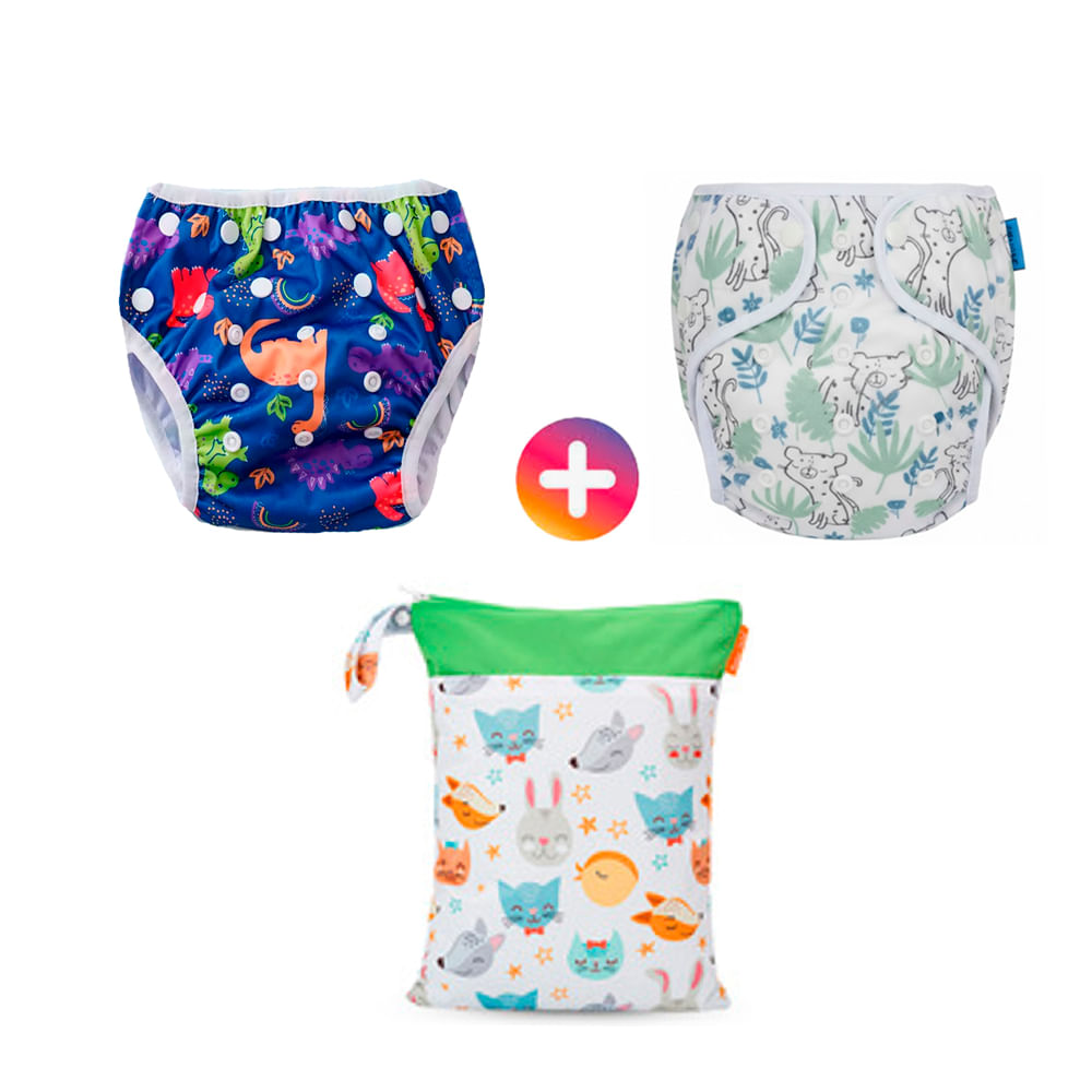 Pañal de Natación para Piscina Pack x 2 Unidades y Bolsa Impermeable SMT12