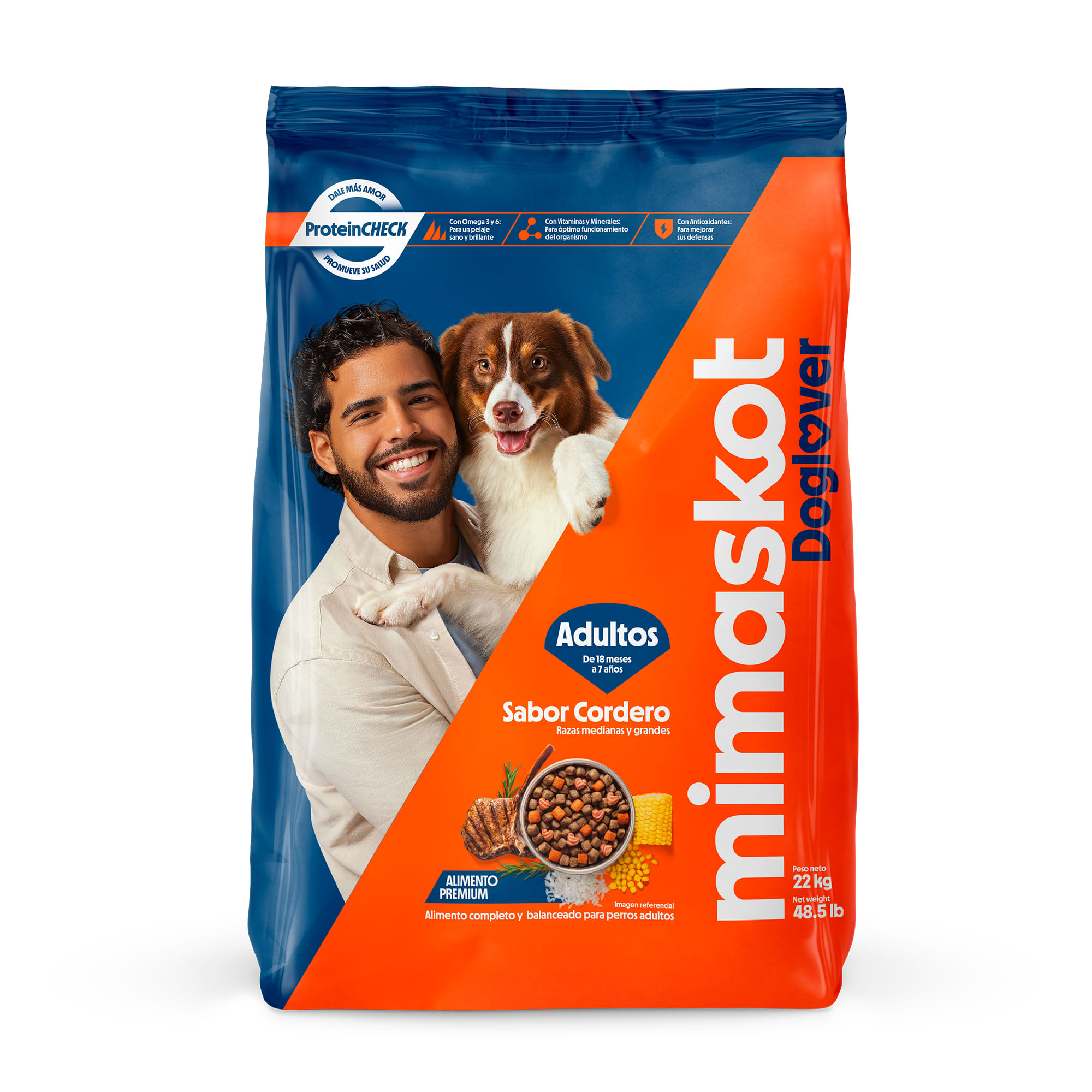 Alimento para perro MIMASKOT adulto raza mediana/grande sabor cordero bolsa 22kg