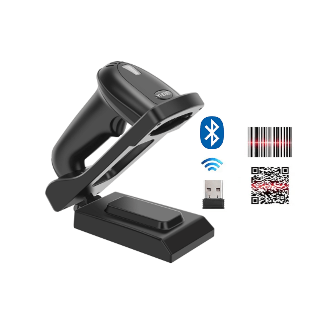 Lector portátil escaner código barras con parante inalámbrico bluetooth 2d 1d qr