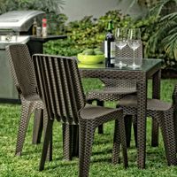 Juego de Comedor de Terraza Tavarua Mesa 75x75 con Vidrio + 4 Sillas Reyplast