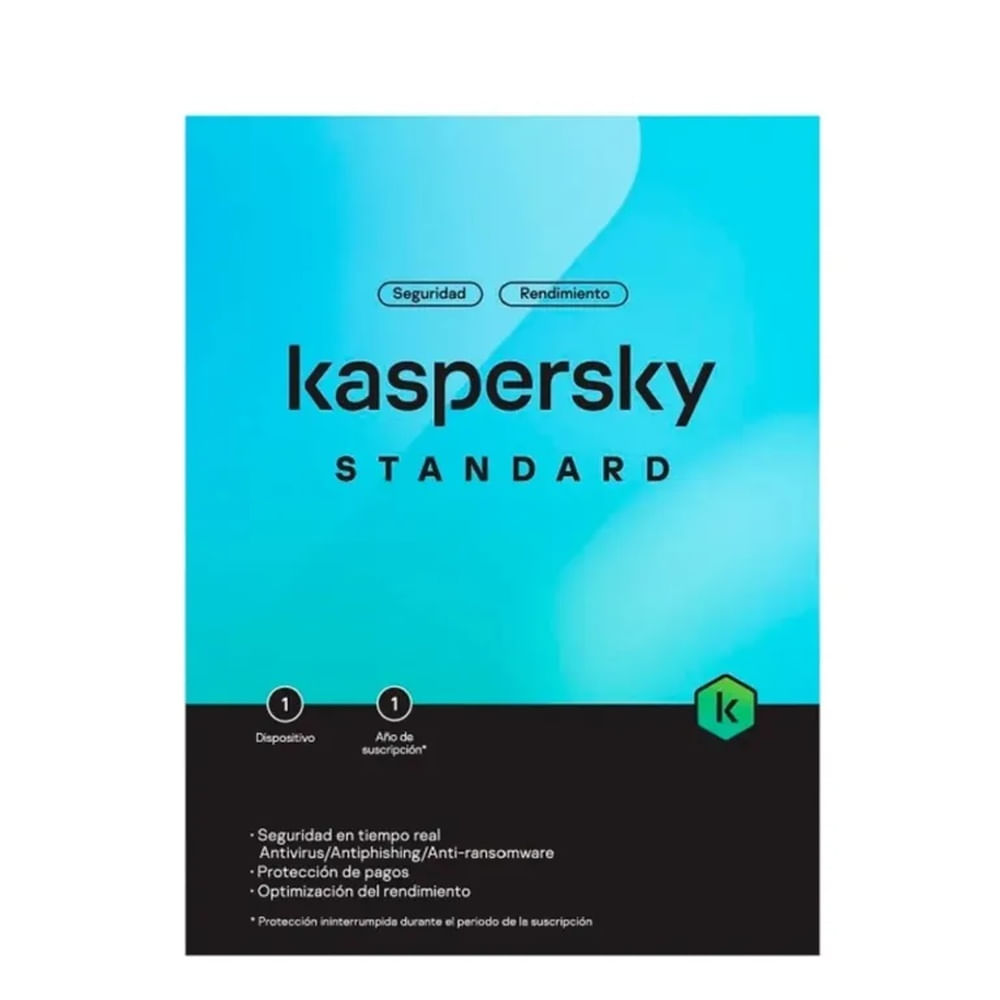 SOFTWARE ANTIVIRUS KASPERSKY STANDAR 1 DISPOSITIVO1 AÑO Descarga