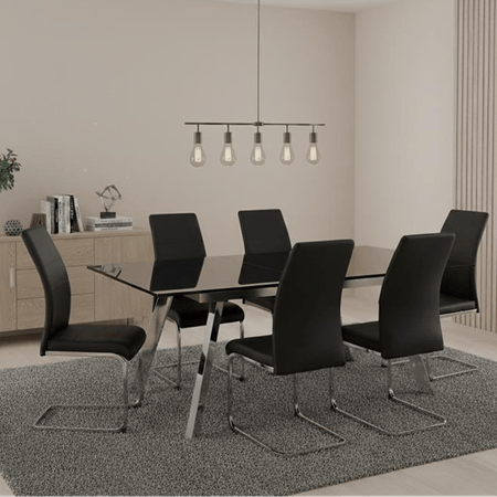 Juego de Comedor 6 Sillas Extensible Santiago Negro