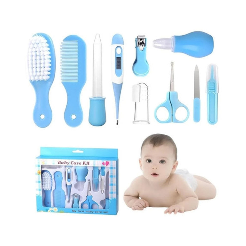 Kit de Higiene para Bebés Cortauñas Peine Cepillo Baby Care 10 piezas Celeste