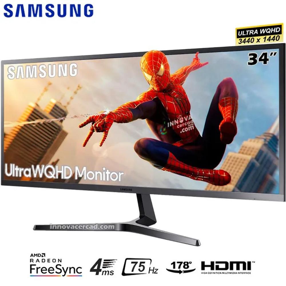 Monitor Samsung LS34J550WQLXPE 34 Ultra WQHD 2K, 4MS, 75Hz, FreeSync.