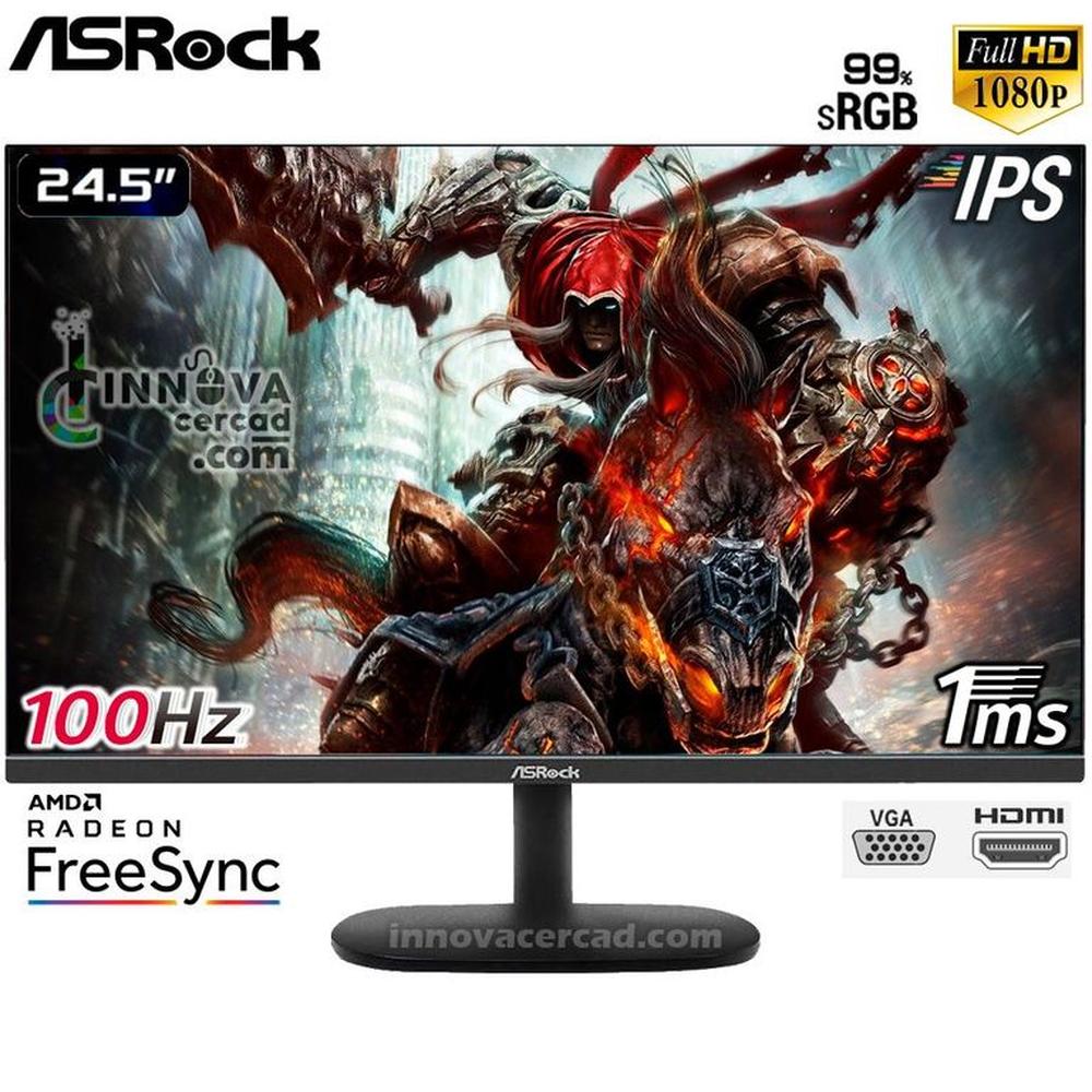 Monitor Gaming ASrock 25 Full HD panel IPS 100hz 1Ms AMD FreeSync