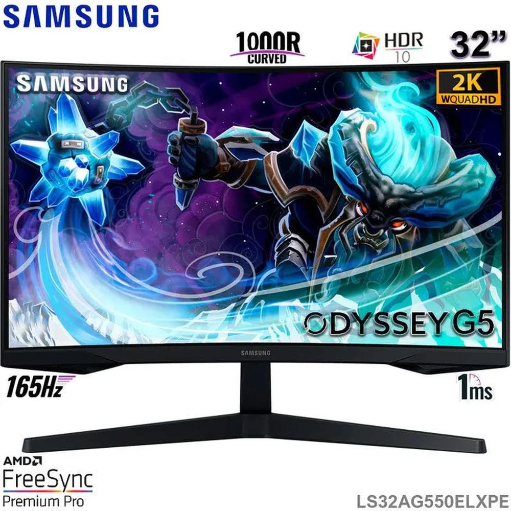 Monitor Samsung 32 ODYSSEY G5 LS32AG550ELXPE WQHD 2K 1MS 165HZ HDR.