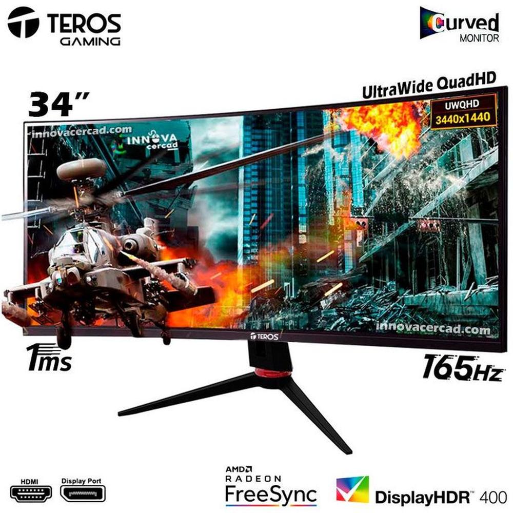Monitor Teros TE-3410G 34 VA UWQHD Curvo 165Hz 3440x1440 WQHD HDMI DP