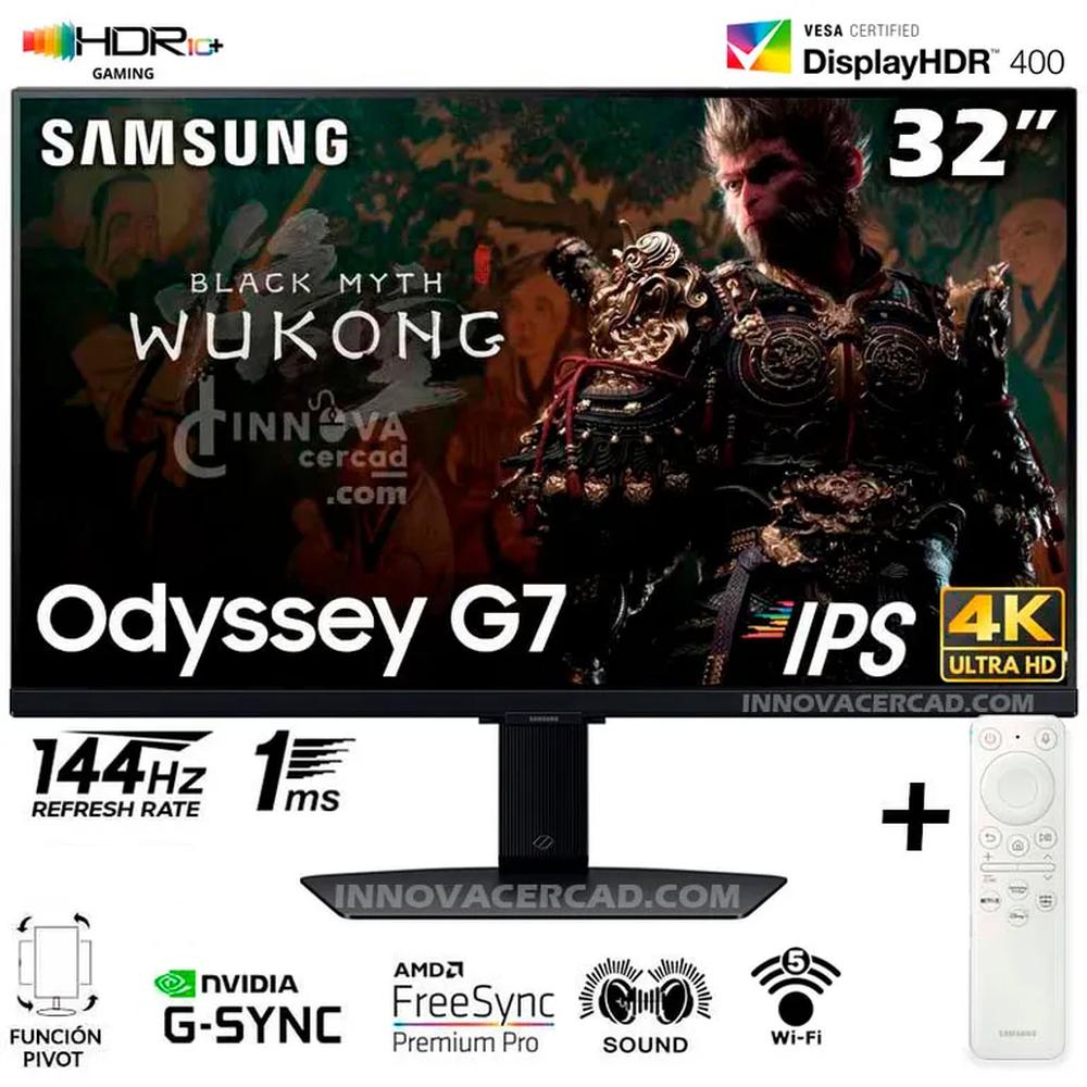Monitor Samsung Odyssey G7 de 32 4K 3840x2160 IPS 144Hz 1MS G-sync