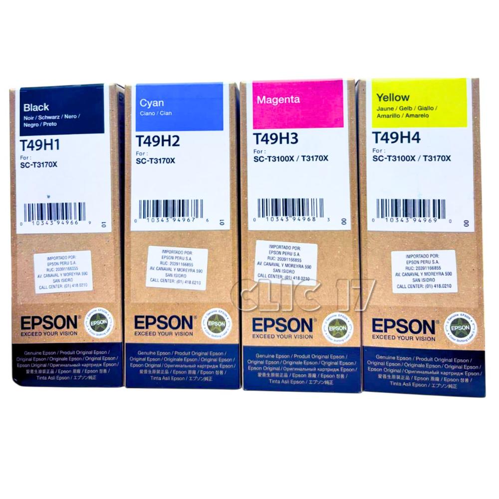 Kit Botella de Tinta Epson T49H x 4 colores Original de 140ml