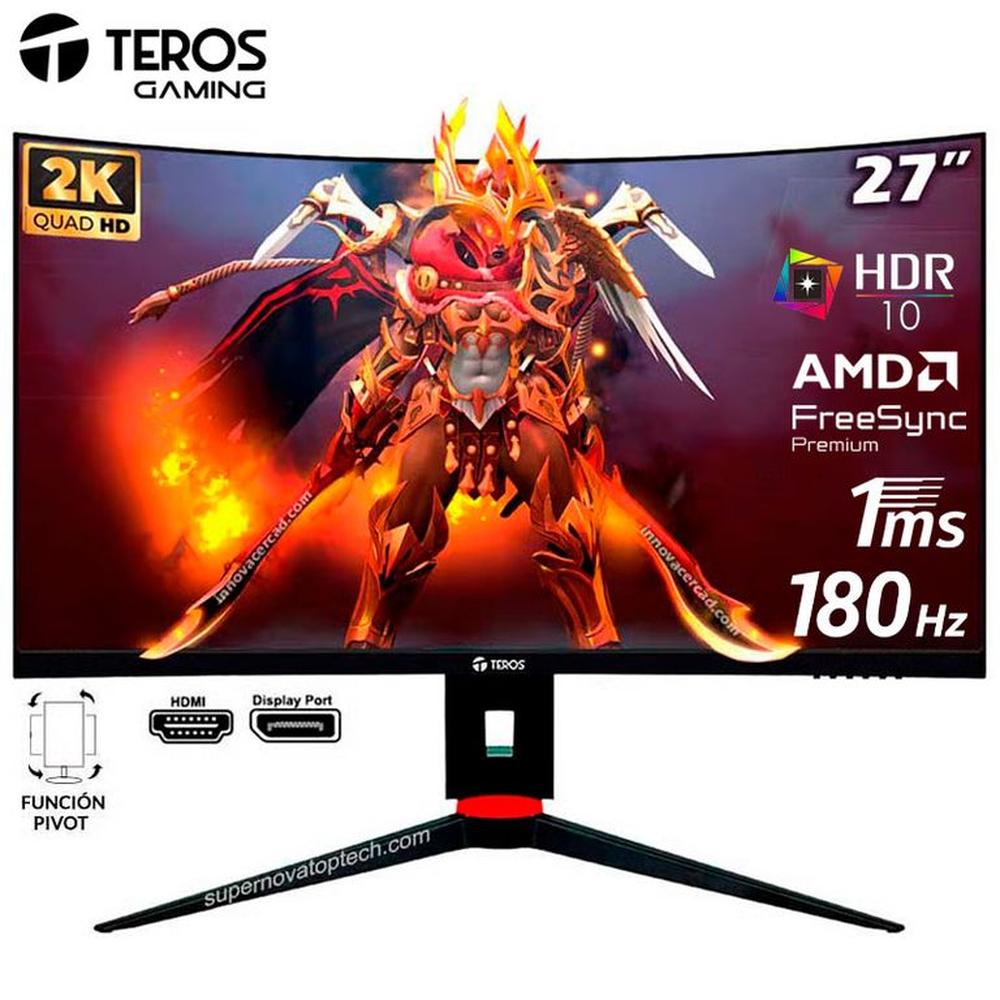 Monitor Teros TE-2767G Curvo 27 180hz 1ms QHD 2560x1440 HDR10, Pivot