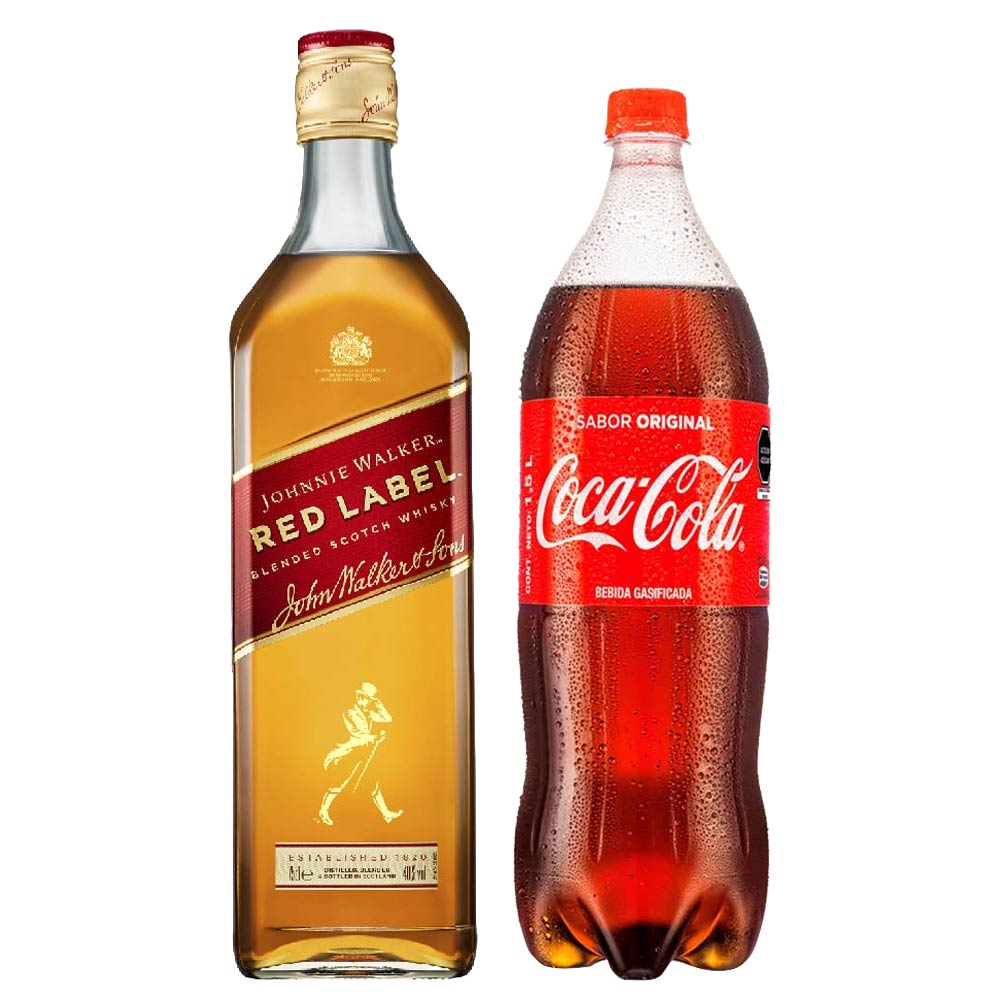 Pack Whisky JOHNNIE WALKER Red Label Botella 750ml + Gaseosa COCA COLA Sabor Original Botella 1.5L