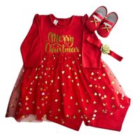 CONJUNTO VESTIDO 4 PIEZAS PARA BEBÉ NIÑA
