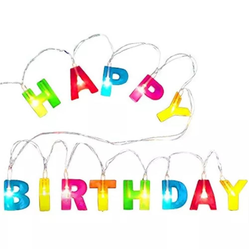 Guirnalda Luces Feliz Cumpleaños Led Decoración