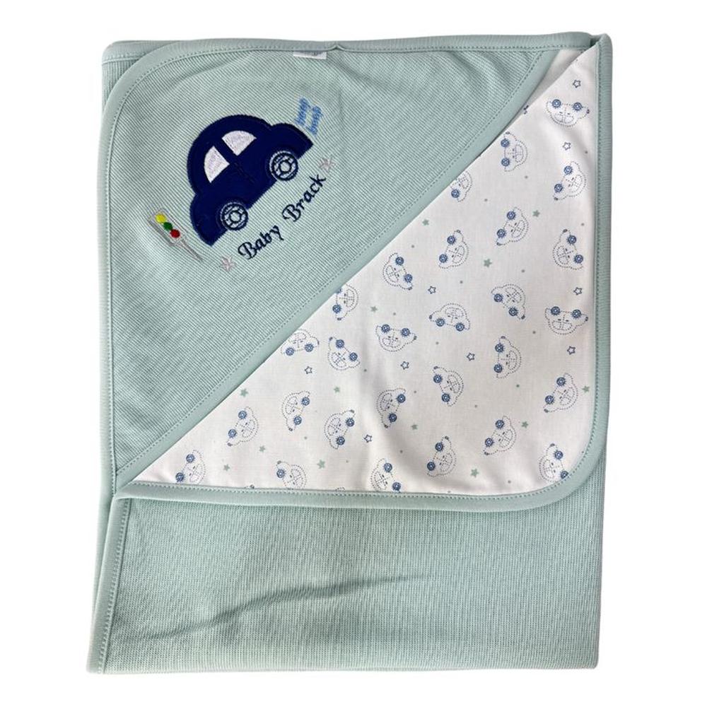 Manta de algodon con jacquard Verde