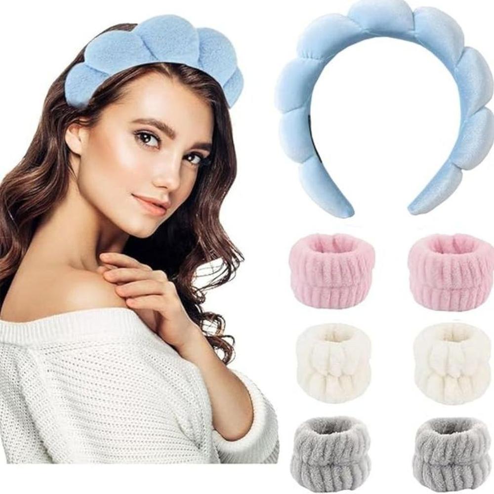 Pack 2 Vincha Diadema Para Skincare Con Muñequeras