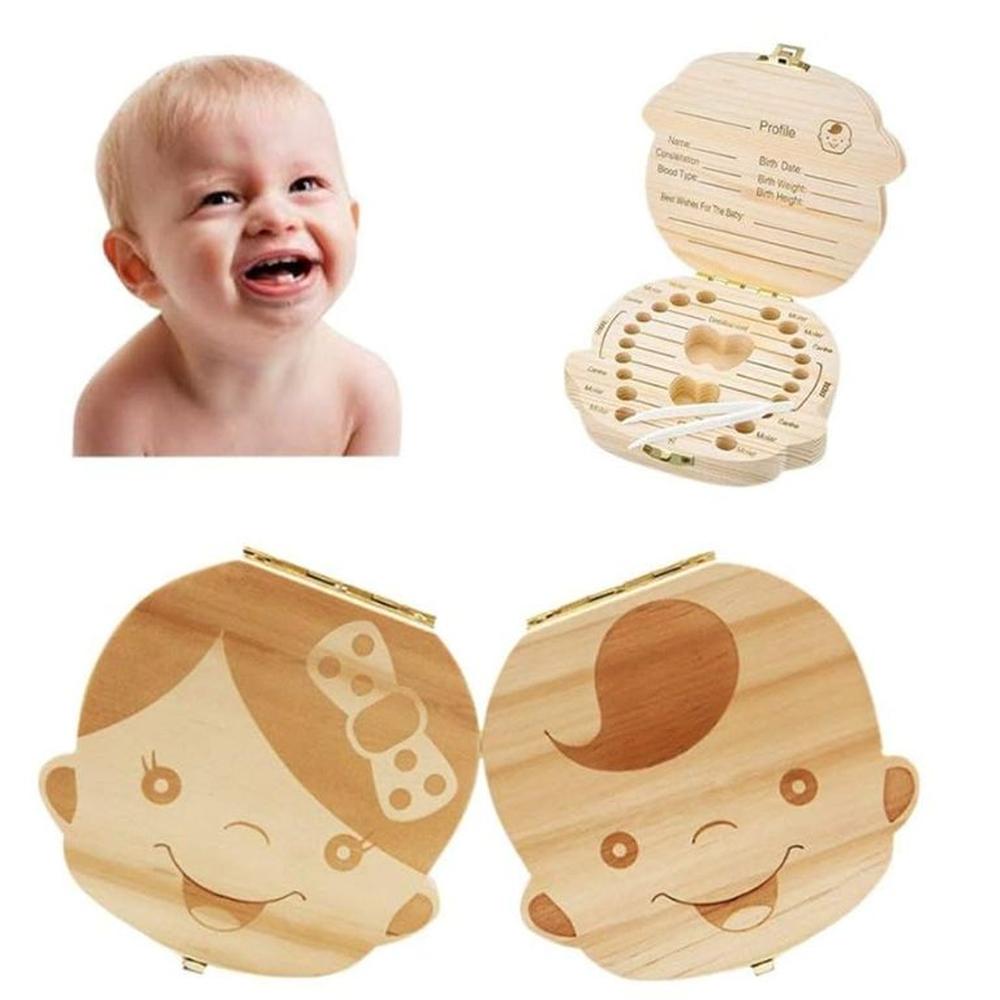 CAJA DE DIENTES DE LECHE PARA BEBÉ MADERA MACIZA-NIÑO