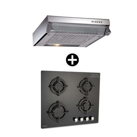 COMBO Cocina empotrable negra 60 cm + Campana Frontal 60 cm