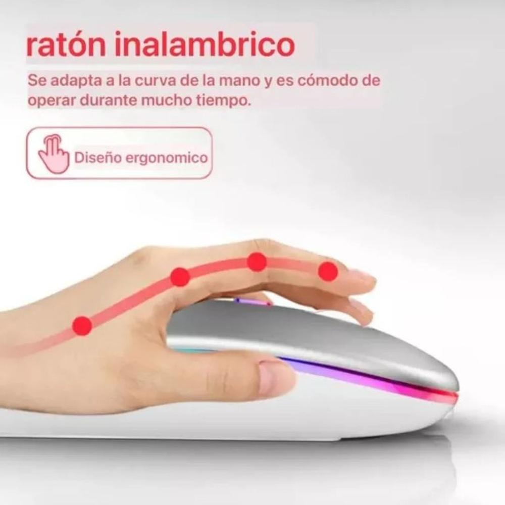 Mouse Inalámbrico Recargable Bluetooth Led Rgb