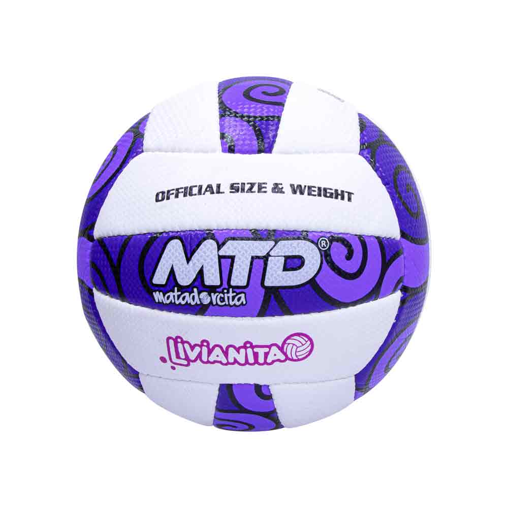 PELOTA P/VOLEY PU/PVC HIBRIDO COSIDO LIVIANITA Color MORADO/BLANCO Talla 5