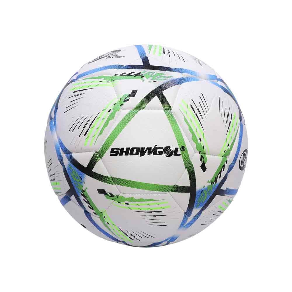 PELOTA P/FUTBOL SHOWGOL CUERO PVC FOAM H Color VERDE/CELESTE Talla 4