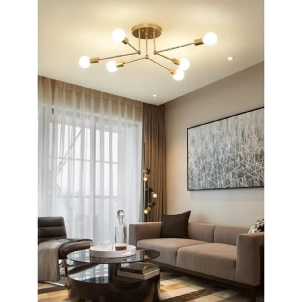 Lámpara de techo Venecia dorado  INCLUYE 6 focos